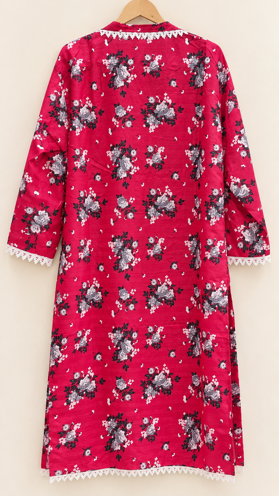 Fuchsia Pink Floral Print 2-Piece Stitched Suit