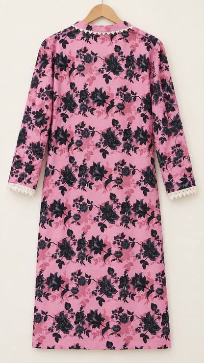 Dusty Pink & Black Floral 2-Piece Stitched Suit