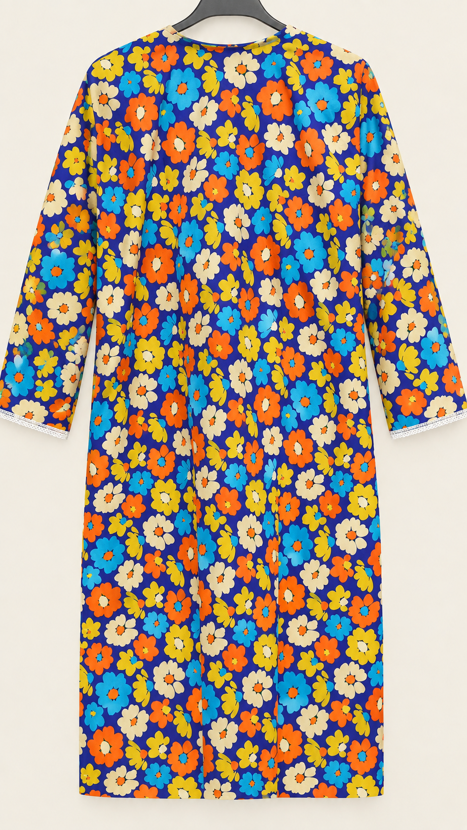 Royal Blue & Multicolor Floral China Wool 2-Piece Stitched Suit