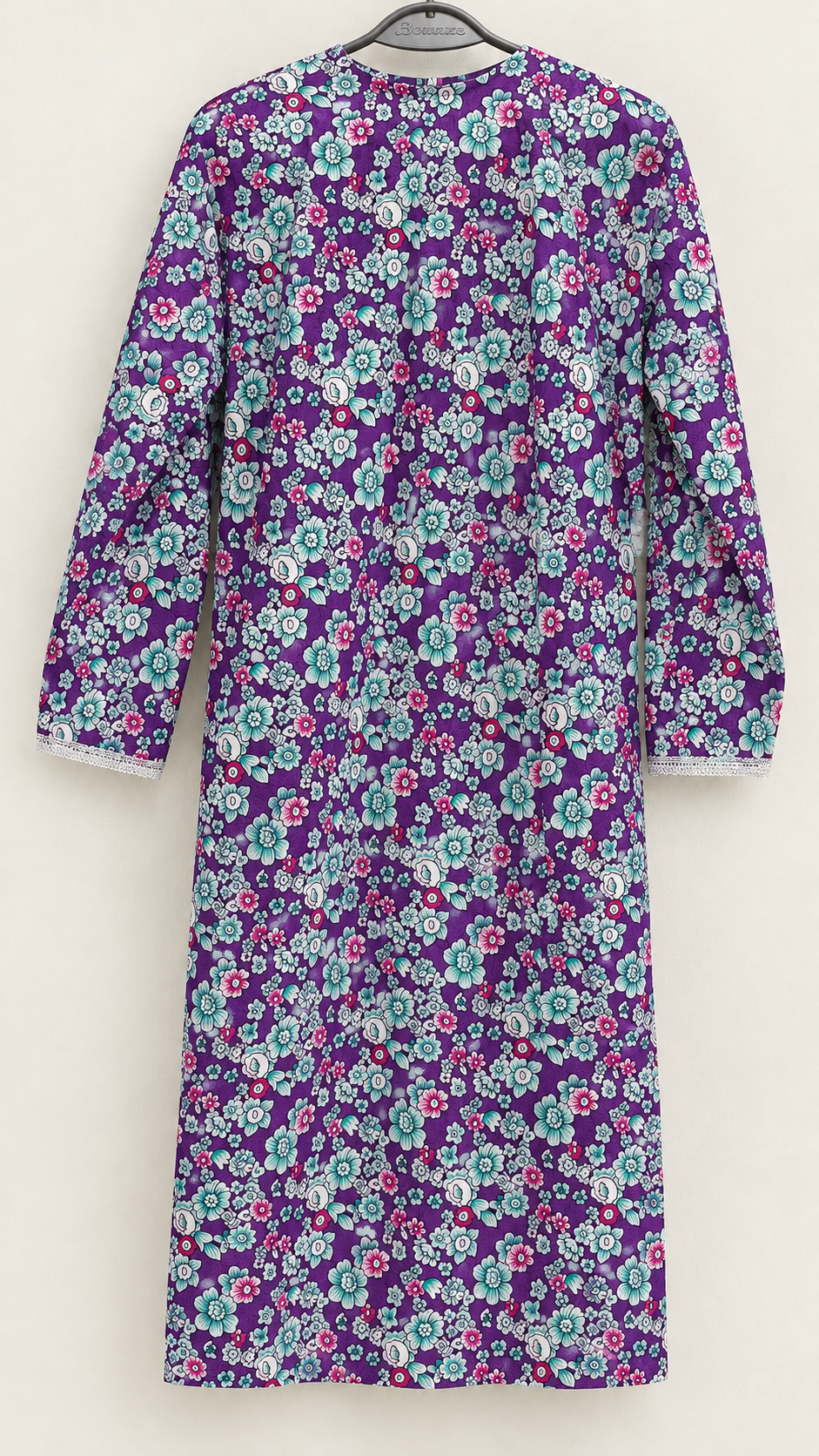 Purple, Mint & Pink Floral China Wool 2-Piece Stitched Suit
