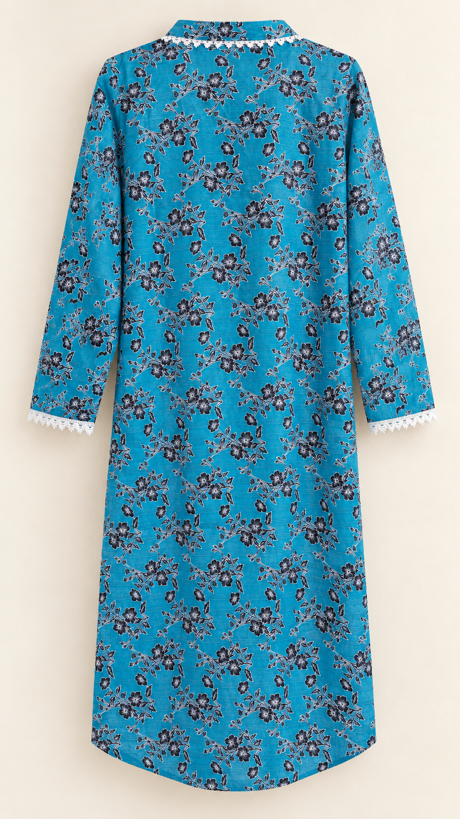 Teal Blue & Black Floral 2-Piece Stitched Suit